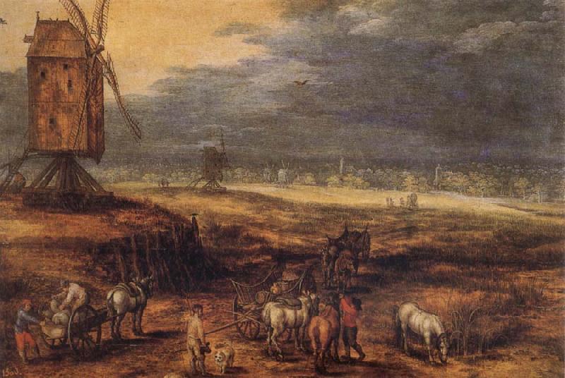 Jan Brueghel The Elder Landscape with Windmills
